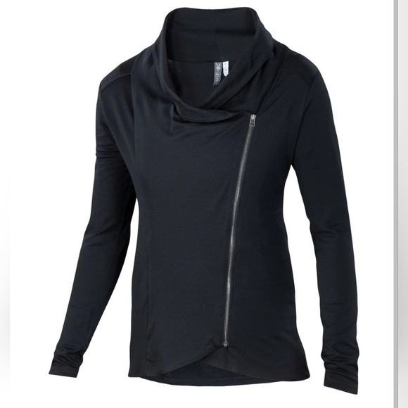 Ibex Freya Womens Merino Wool Gray Asymmetrical Full Zip Cardigan Sweater szS - Picture 5 of 5